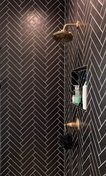 Black-Herringbone-Shower-Tile