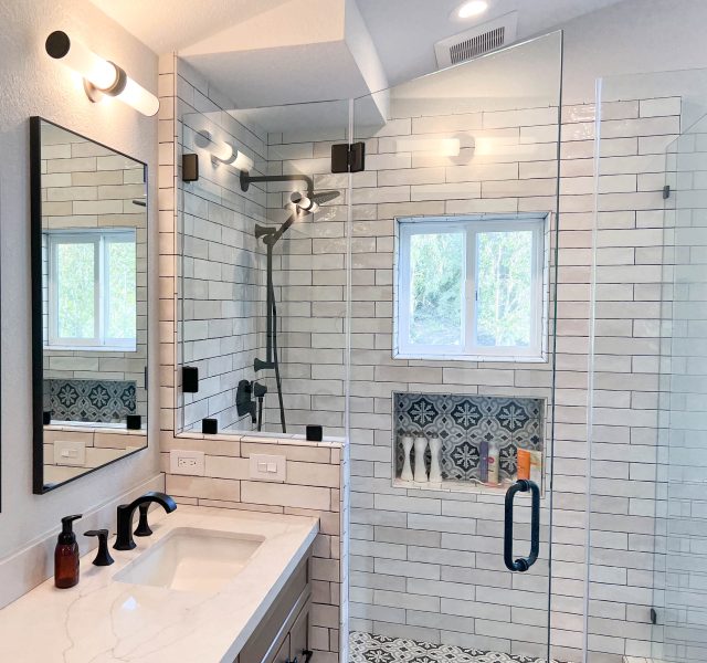 Multi-toned-subway-tile-shower