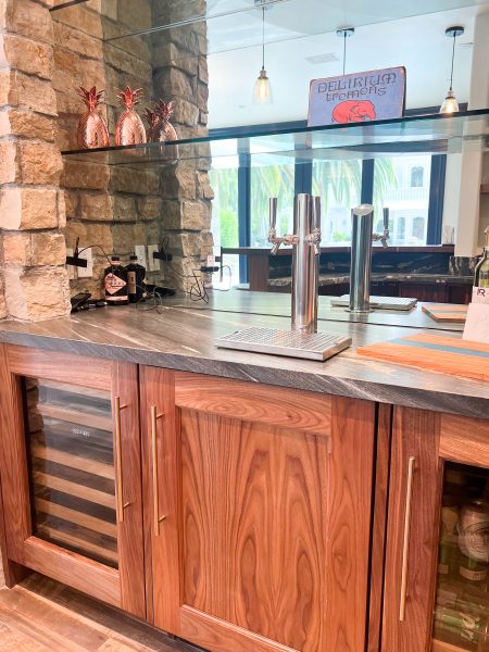 Walnut-bar-cabinet-with-beer-keg