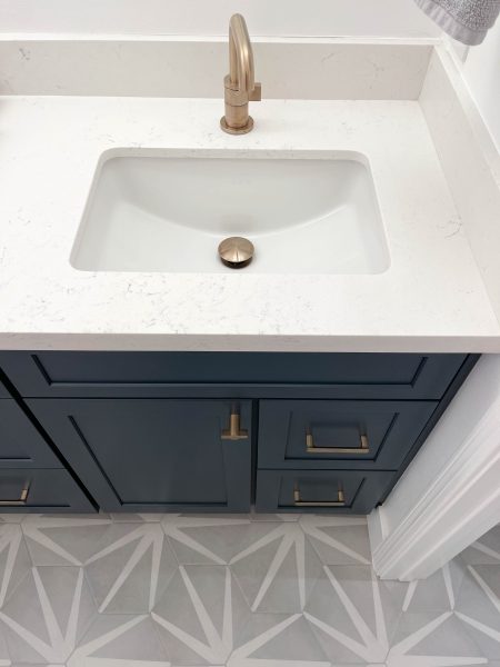 Naval-Blue-Bathroom-Vanity-with-Gold-Accessories