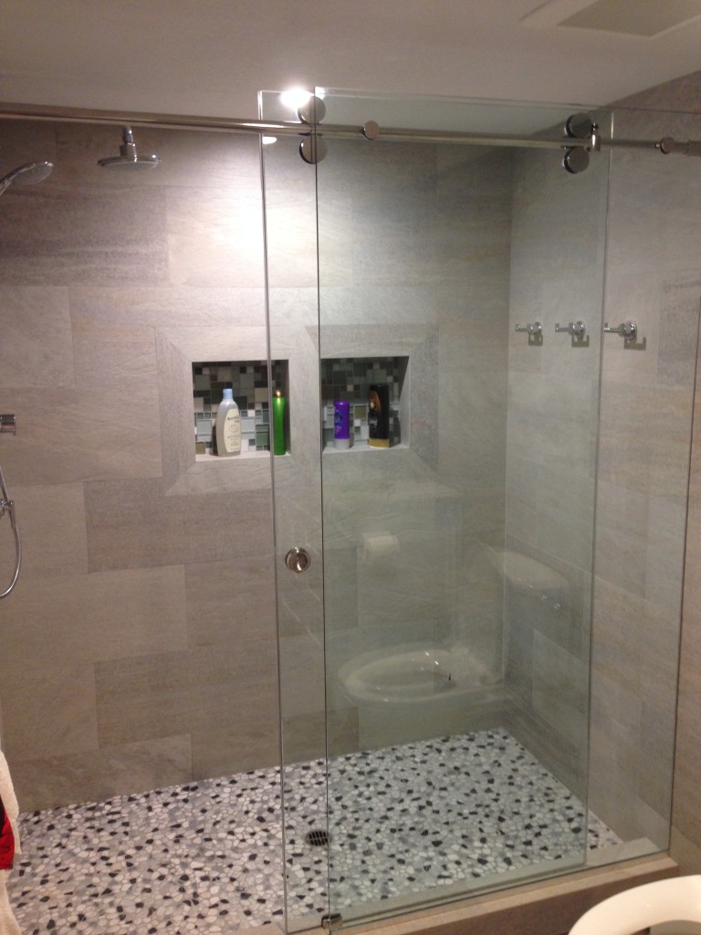 shower remodel with frameless glass