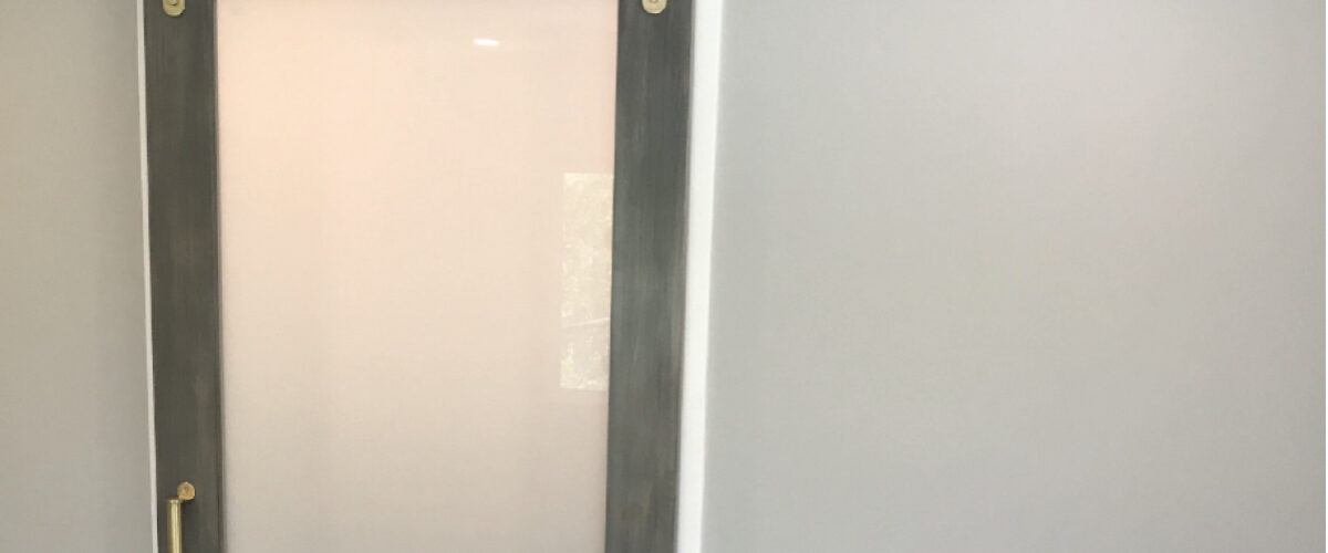 Custom barn door with glass