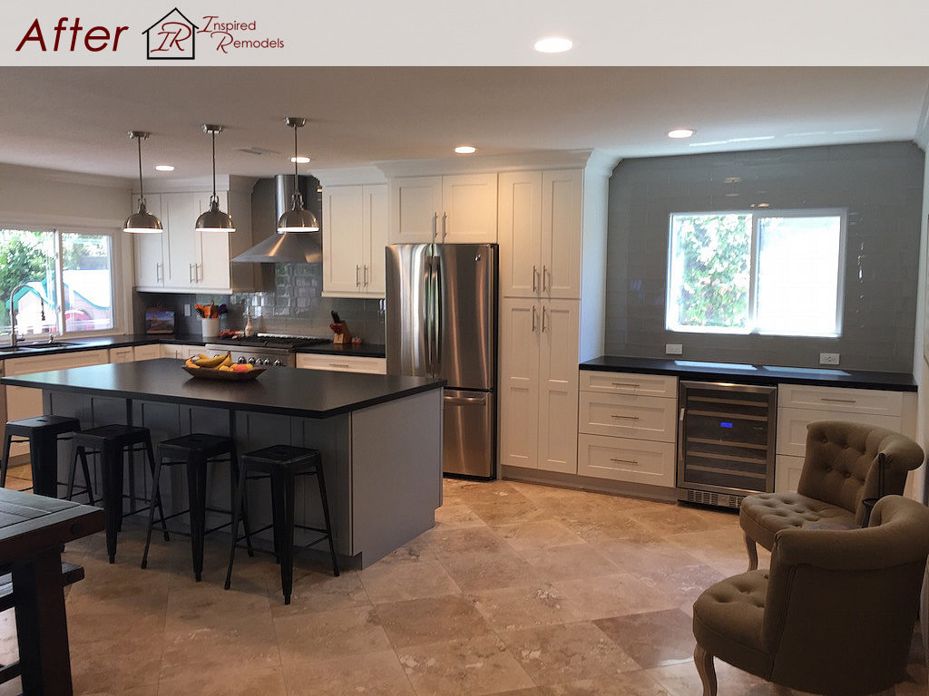 kitchen remodeler mixes warmth of beige with cool grey for classic look