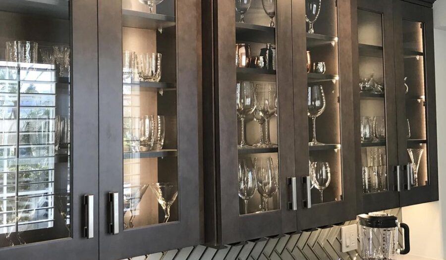 custom cabinets display stemware