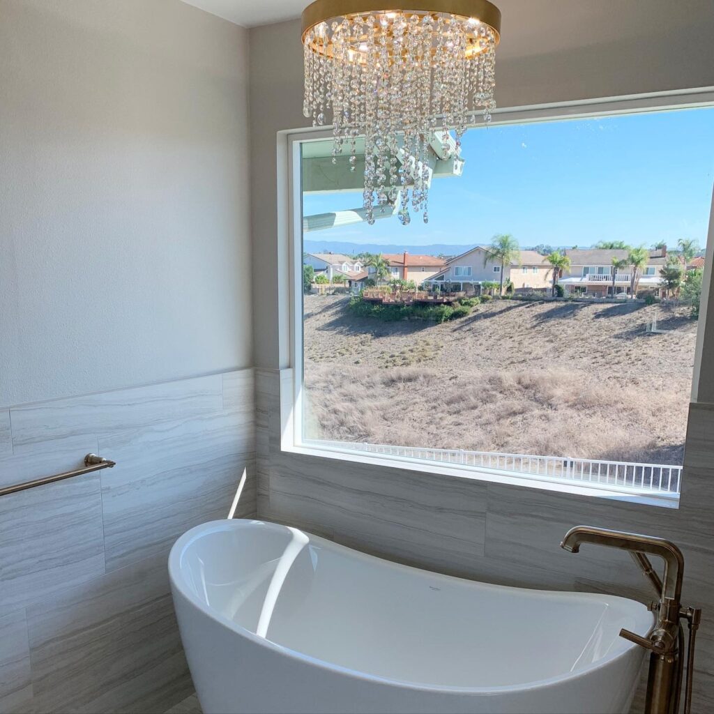 Orange County bathroom designers install soaking tub in Aliso Viejo bathroom