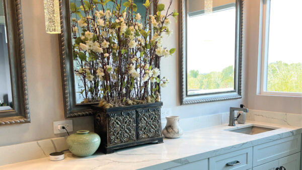 Elegant Newport Coast Bathroom with luxury lighting