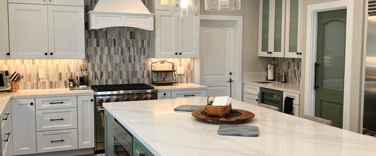 White & Green Kitchen Design