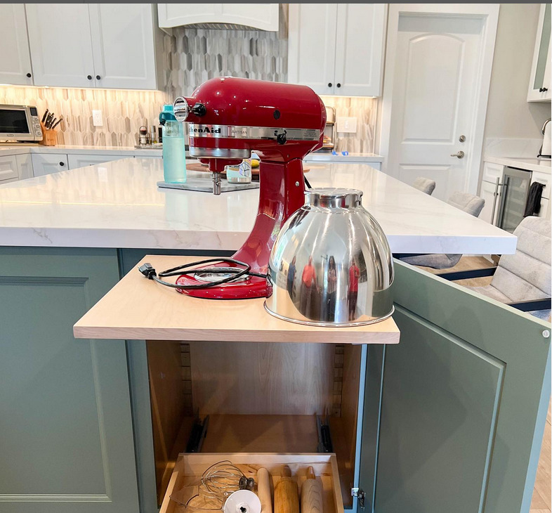 Island with mixer lift  Kitchen aid, Kitchen aid mixer, Kitchen storage