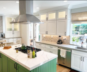 Ladera Ranch custom kitchen remodeling after showing contrasting quartz countertops