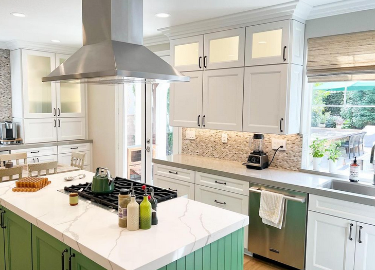 Ladera Ranch custom kitchen remodeling after showing contrasting quartz countertops
