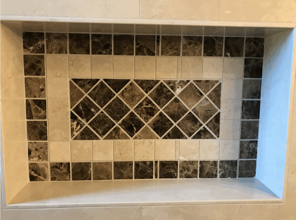 travertine shower niche