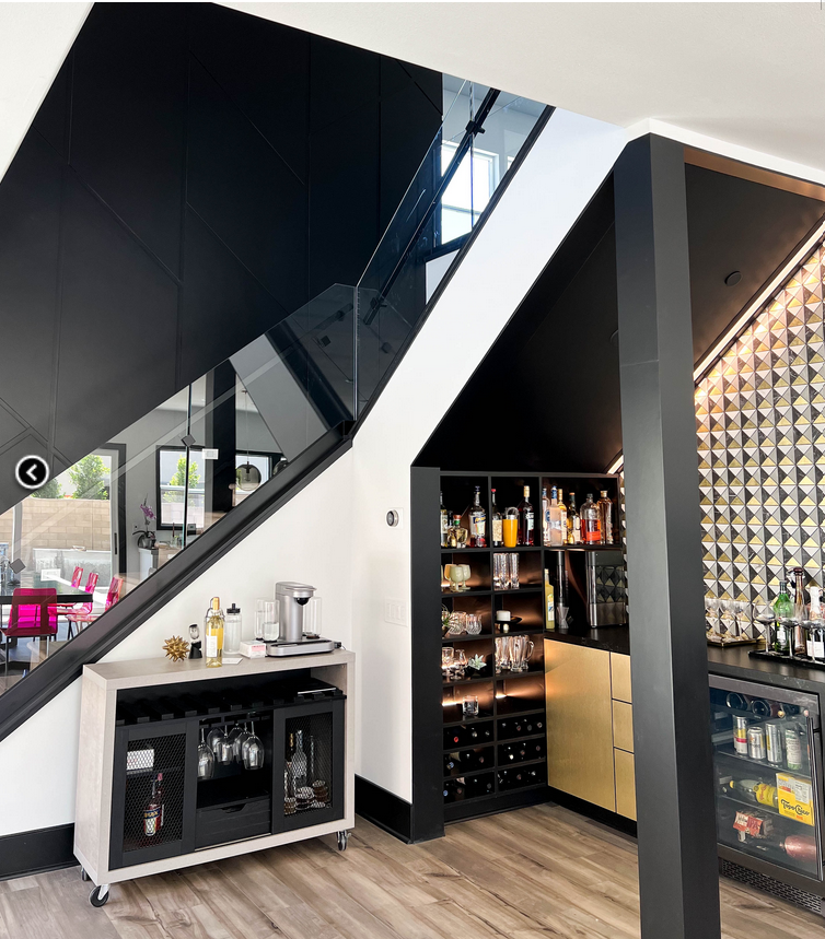Orange County home remodel adds bar under stairs