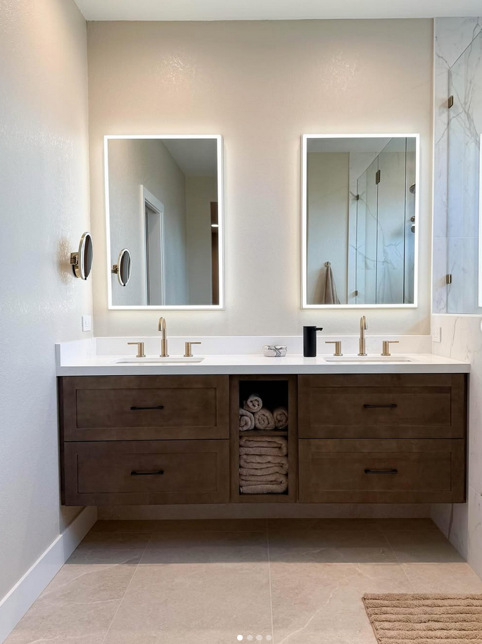 kitchen and bath remodelers after pic of dual sinks and mirrors