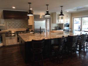 kitchen contractor turned kitchen island into seating for 6